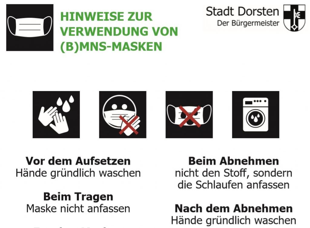 Dorsten gibt Anleitung zum Tragen von Masken