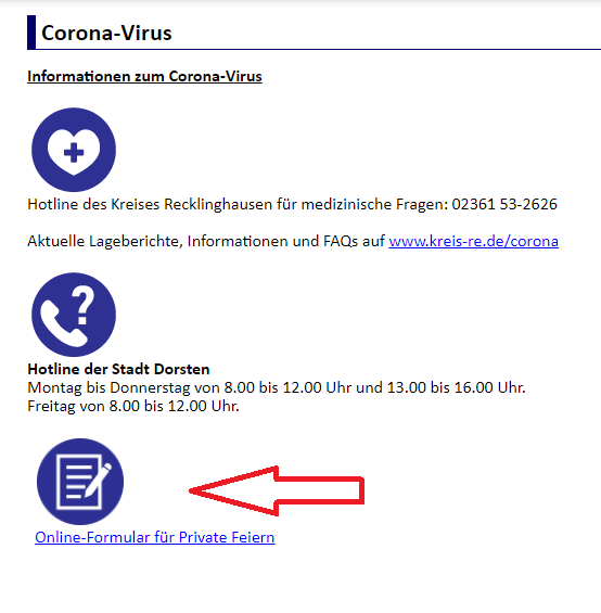 Corona Feiern melden