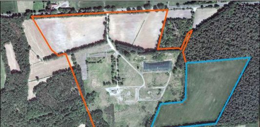 Industriepark-Große-Heide,-Luftbild-mit-Grundstücksgrenzen-der-Flächen-an-der-B-58-