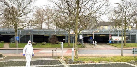 Schnelltestzentrum-Dorsten-Zufahrt-Parkhaus
