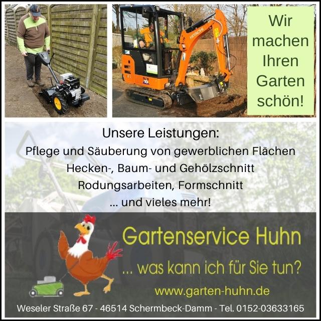 Anzeige Gartenservice Huhn Nachhaltigkeit