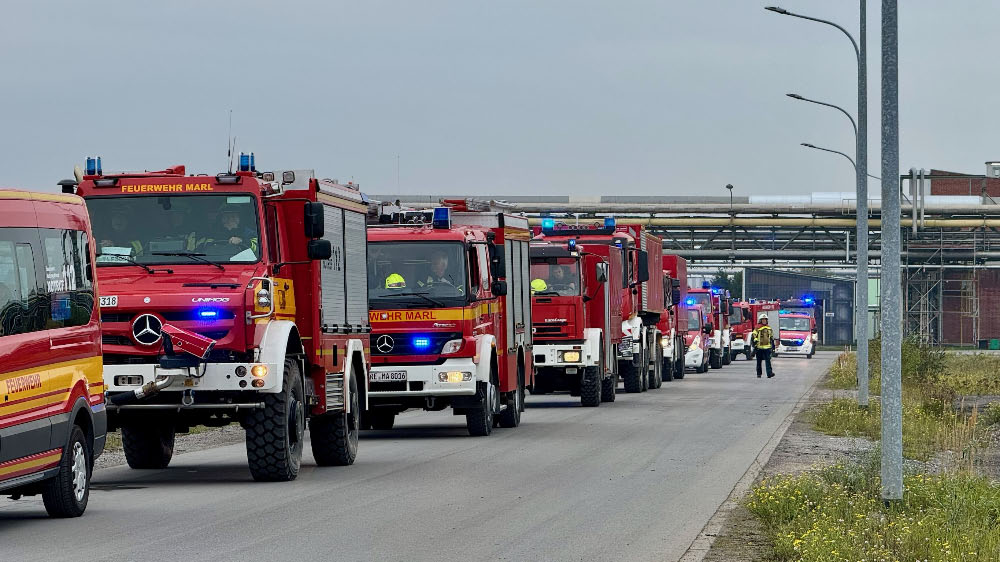 Kreisweite Feuerwehrübung im Chemiepark Marl Zusammenarbeit funktioniert