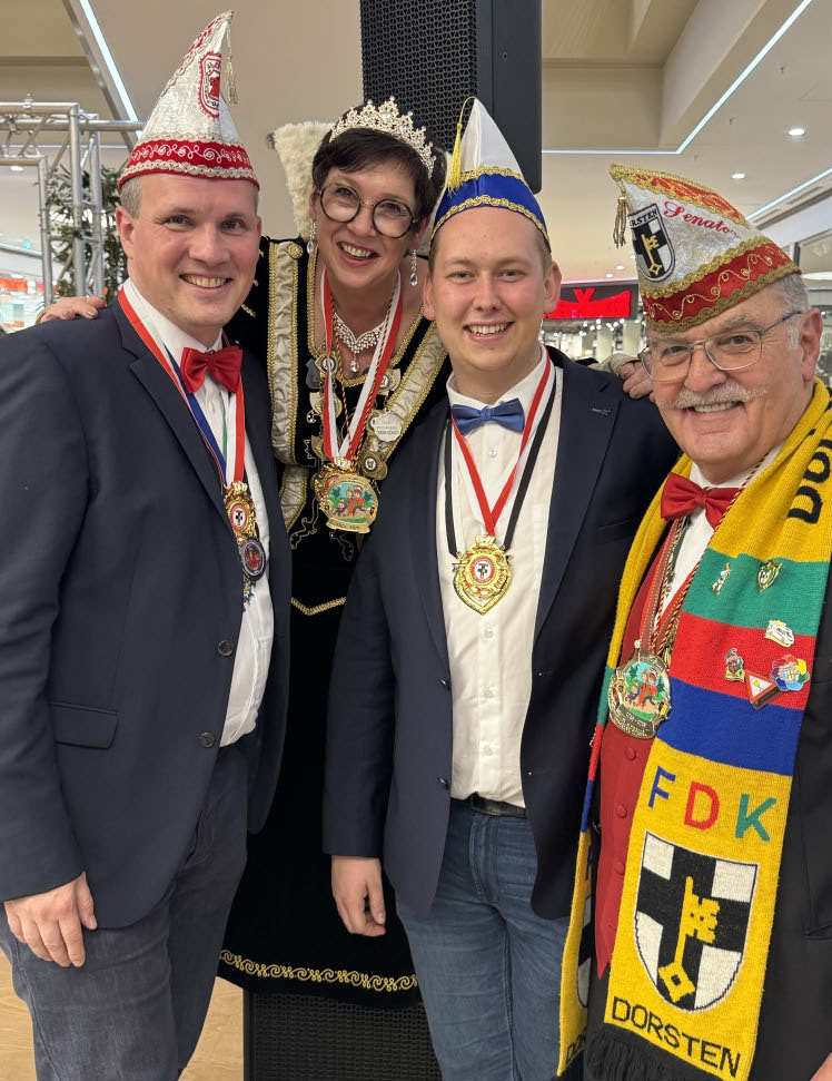 Karneval Dorsten | Bürgermeister Stockhoff, Stellvertreter Jan Jan Heppner, Prinzessin Simone I. und Rudolf Haller