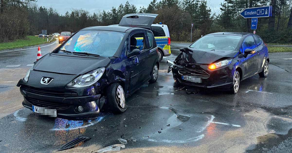 Schwerer Unfall, fünf Verletzte, Freudenbergstraße Dorsten, B58