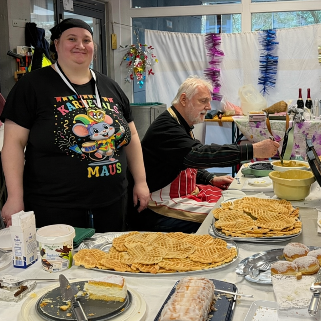 Waffelstand beim Kinderkarneval in der Neuen Schule Dorsten