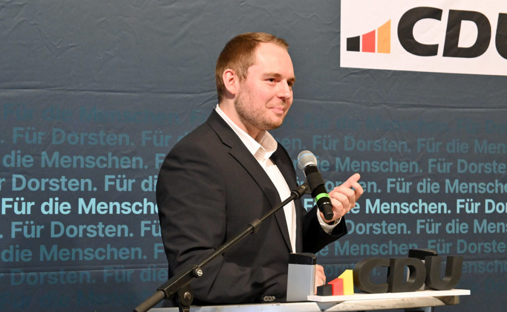 Nicklas Kappe beim CDU-Neujahrsempfang in Dorsten spricht zu den Gästen.