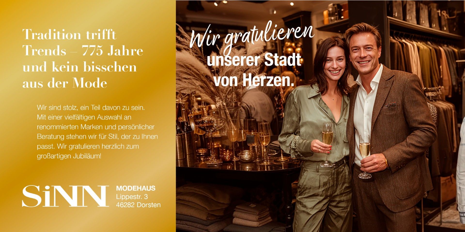 Modehaus Sinn Dorsten 775 Jahre Jubiläum Gewinnspiel Anzeige