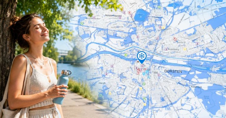 Fast 40 Grad in Dorsten: Digitale Karte zeigt kühle Orte