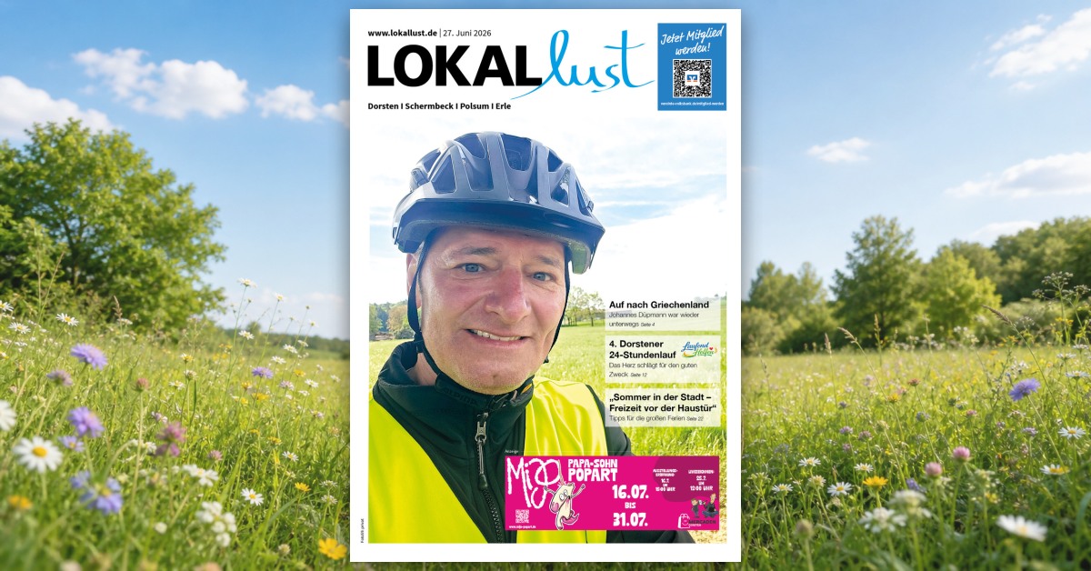 Lokallust Dorsten Juni 2026 Titelseite vor sommerlicher Wiese