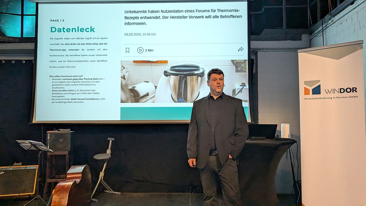 Nikolaus Stapels hält beim Wirtschaftsempfang in Dorsten einen Vortrag über Cybersicherheit