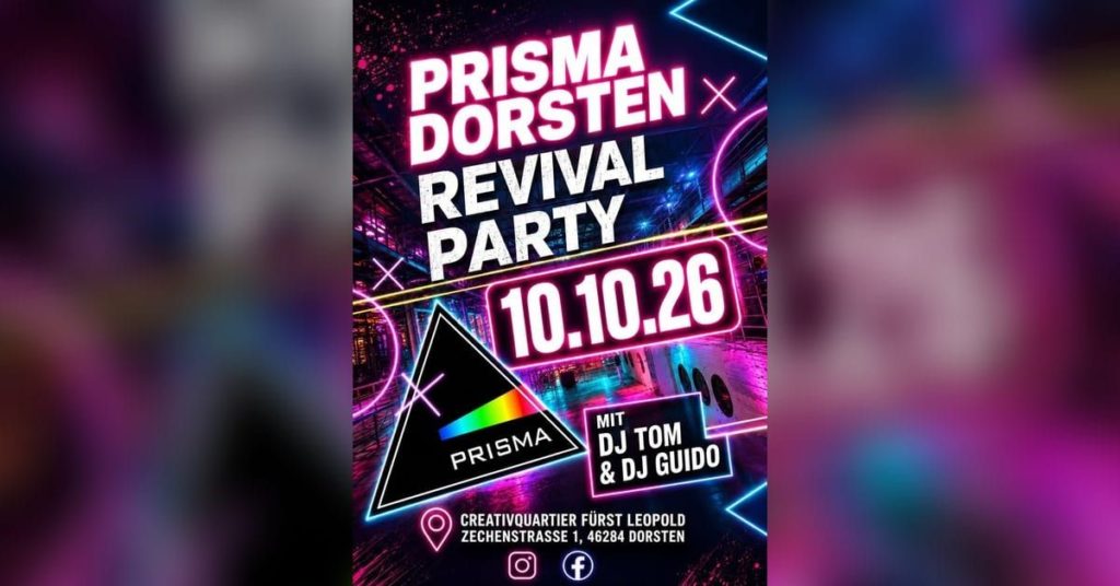 Titelbild zur Veranstaltung Prisma Dorsten Revival Party im CreativQuartier