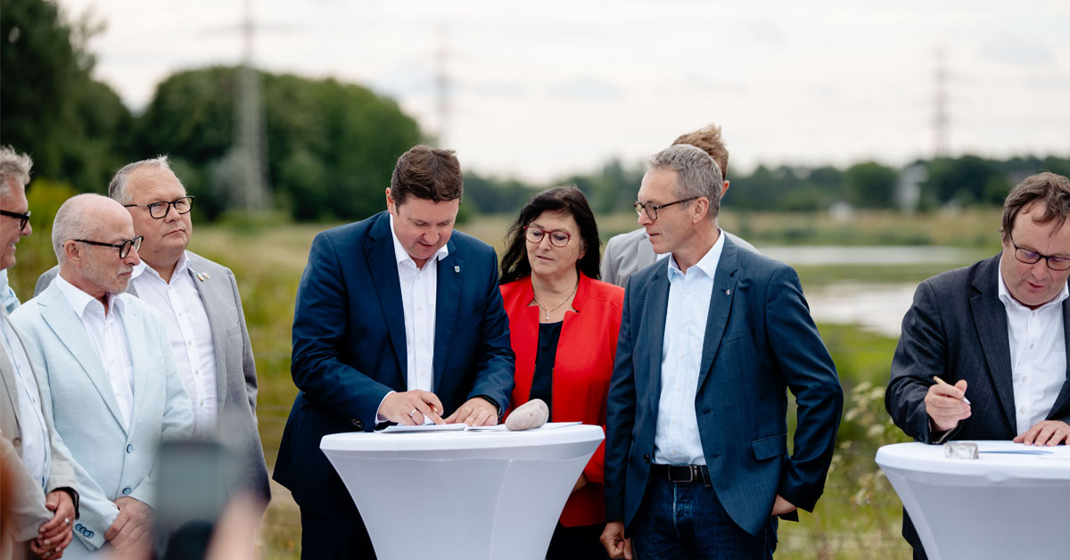 Unterzeichnung des Regionalpakts Hochwasserschutz in Castrop-Rauxel.